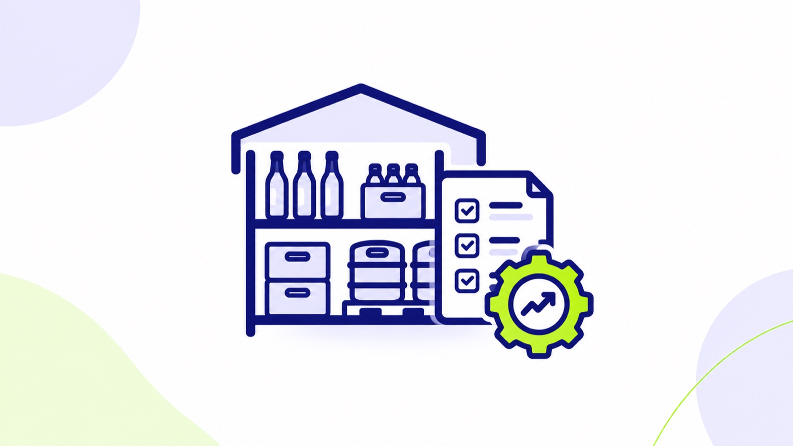 Ilustración sobre consultoría de optimización de procesos para almacenes de bebidas y canal HORECA