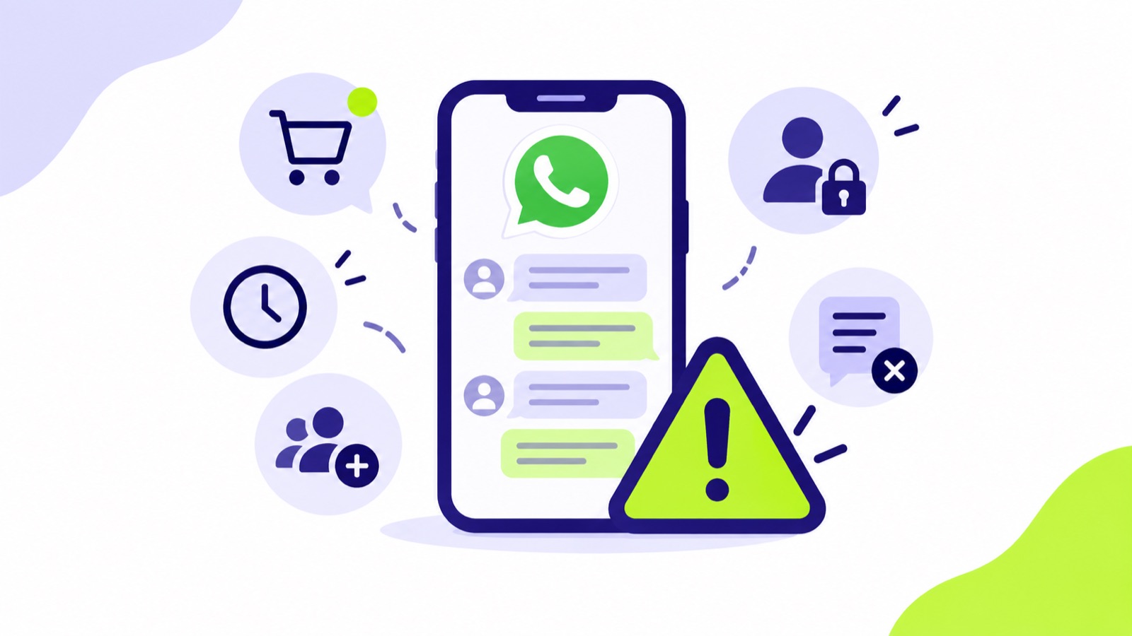 Ilustración sobre problemas de usar WhatsApp personal para recibir pedidos de clientes en una distribuidora