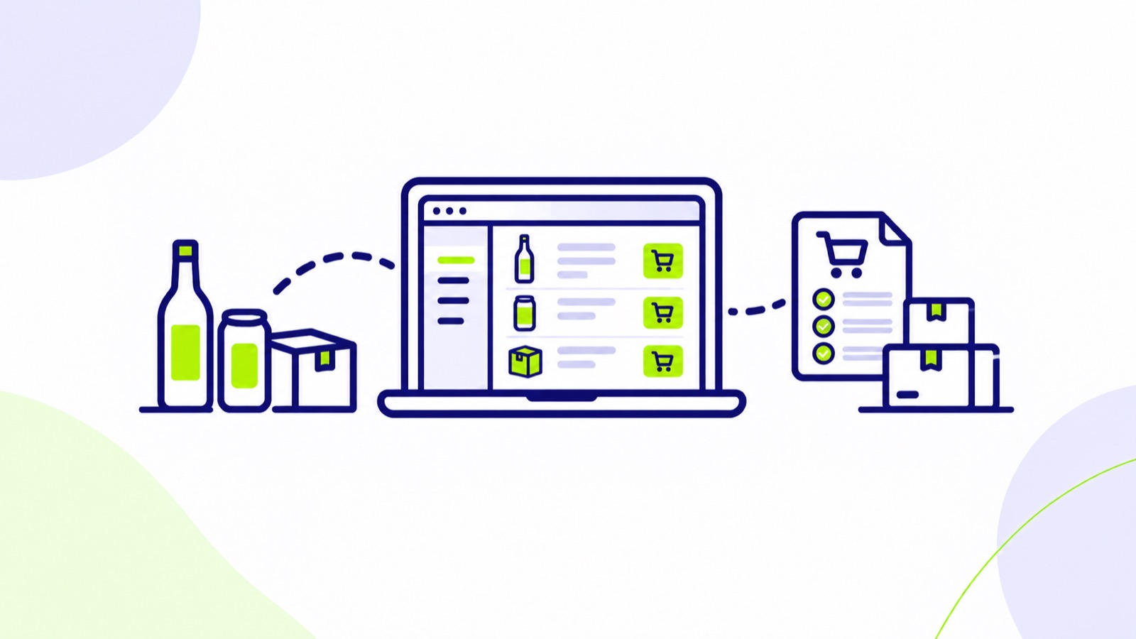 Ilustración sobre software de pedidos para distribuidores de alimentación y bebidas