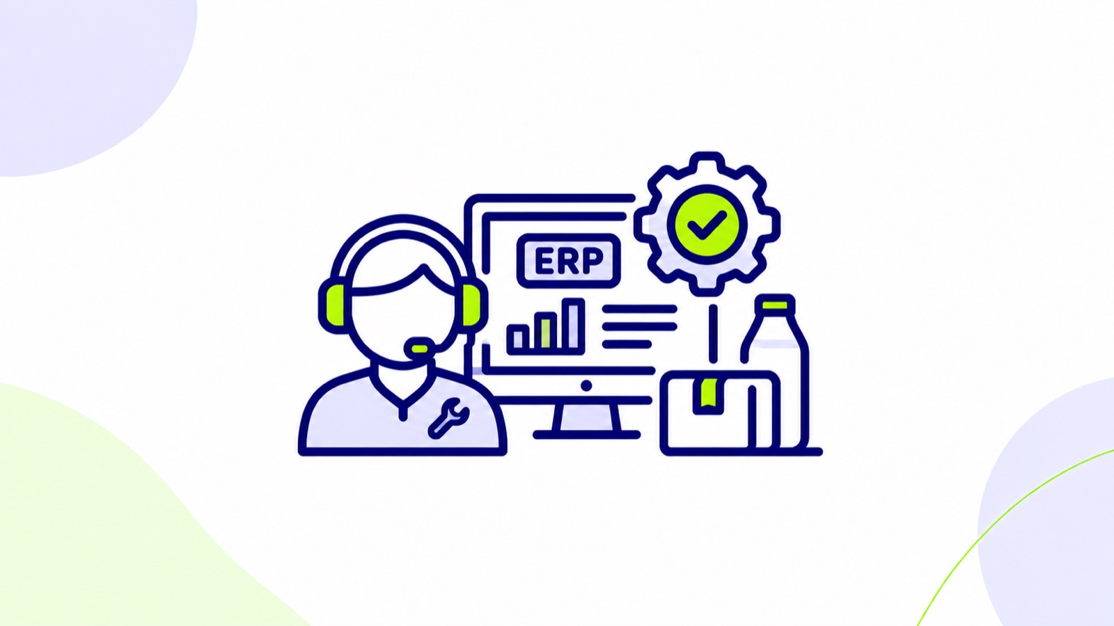 Ilustración sobre soporte y mantenimiento de automatizaciones ERP alimentarias